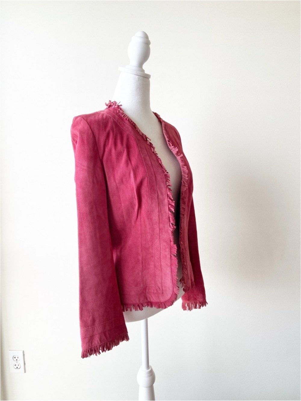 Zazee Pink Genuine Leather Fringe Jacket Size S - Picture 3 of 7